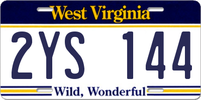 WV license plate 2YS144
