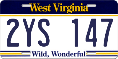 WV license plate 2YS147