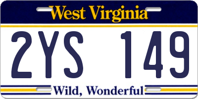 WV license plate 2YS149