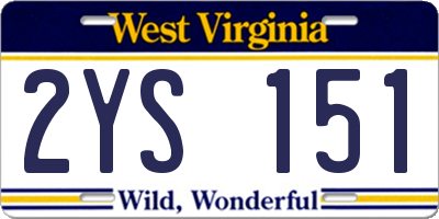 WV license plate 2YS151