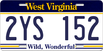 WV license plate 2YS152