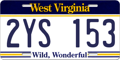 WV license plate 2YS153