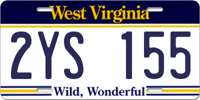WV license plate 2YS155