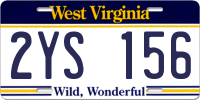 WV license plate 2YS156