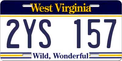 WV license plate 2YS157