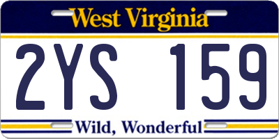 WV license plate 2YS159