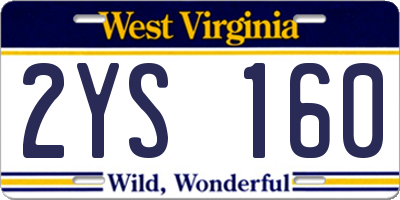 WV license plate 2YS160