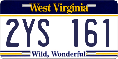 WV license plate 2YS161