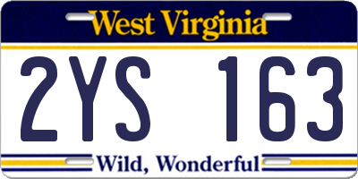 WV license plate 2YS163