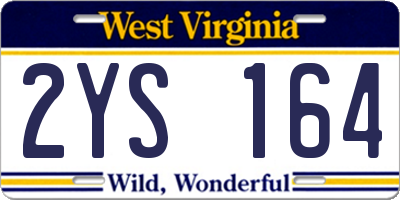 WV license plate 2YS164