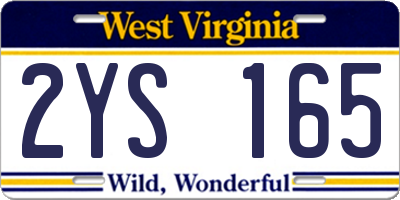 WV license plate 2YS165