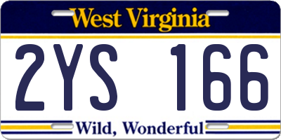 WV license plate 2YS166
