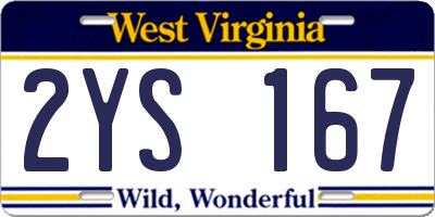 WV license plate 2YS167