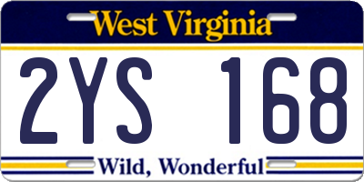 WV license plate 2YS168