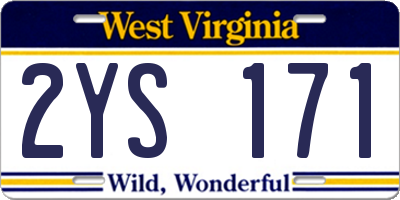 WV license plate 2YS171