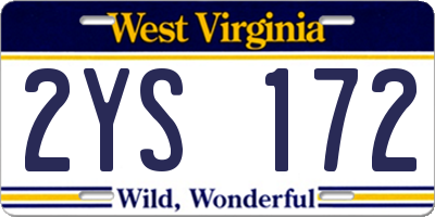 WV license plate 2YS172