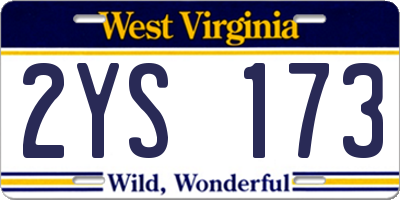 WV license plate 2YS173