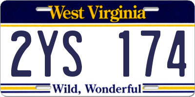 WV license plate 2YS174