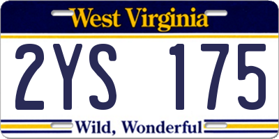 WV license plate 2YS175