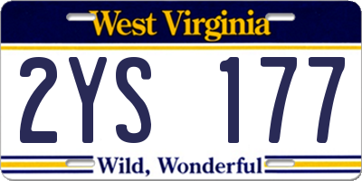 WV license plate 2YS177