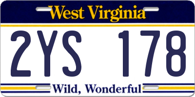 WV license plate 2YS178