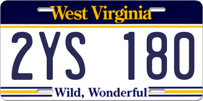 WV license plate 2YS180