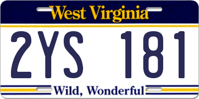 WV license plate 2YS181