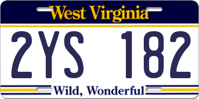 WV license plate 2YS182