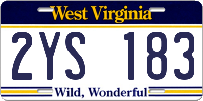 WV license plate 2YS183