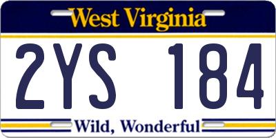 WV license plate 2YS184