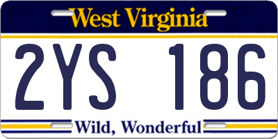 WV license plate 2YS186