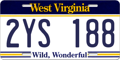 WV license plate 2YS188