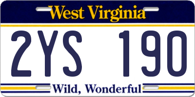 WV license plate 2YS190