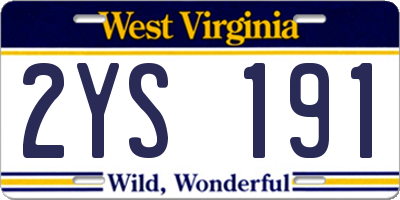 WV license plate 2YS191
