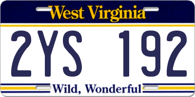 WV license plate 2YS192