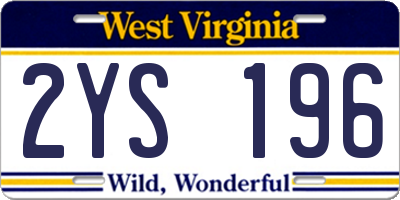 WV license plate 2YS196