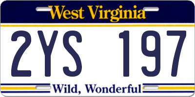 WV license plate 2YS197