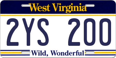 WV license plate 2YS200