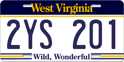 WV license plate 2YS201