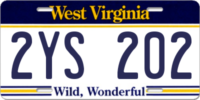 WV license plate 2YS202