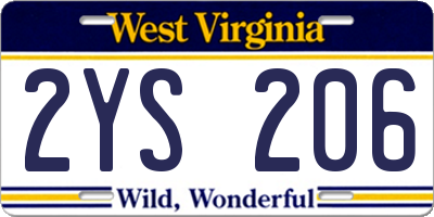 WV license plate 2YS206