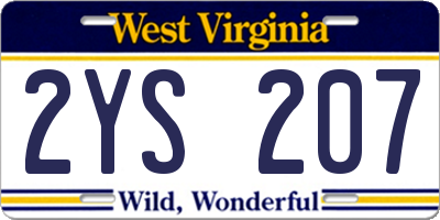 WV license plate 2YS207