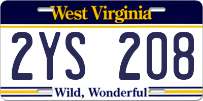 WV license plate 2YS208