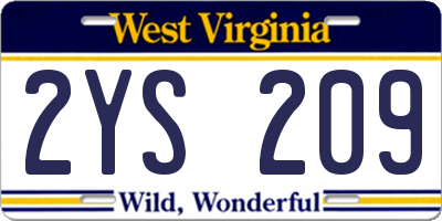 WV license plate 2YS209