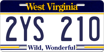 WV license plate 2YS210