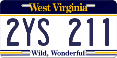 WV license plate 2YS211