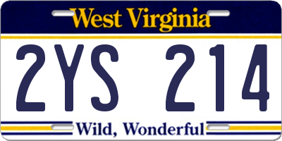 WV license plate 2YS214