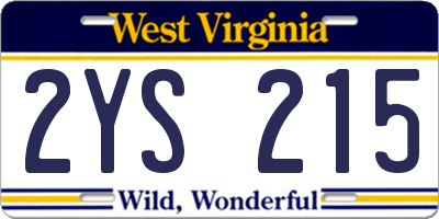 WV license plate 2YS215