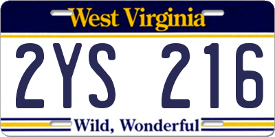 WV license plate 2YS216