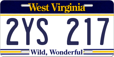 WV license plate 2YS217